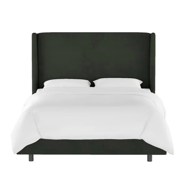 Twin Antwerp Wingback Bed Pewter Gray Velvet - Project 62
