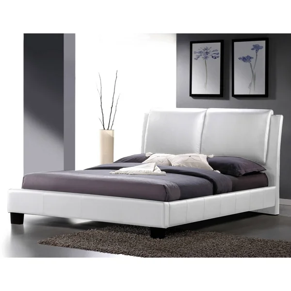 Baxton Studio Sabrina Modern Bed with Overstuffed Headboard - Full, White
