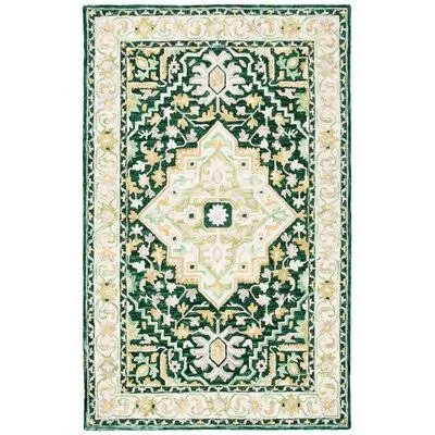 Goswick Southwestern Handmade Tufted Wool Green/Ivory Area Rug Bungalow Rose Rug Size: Rectangle 4' x 6'