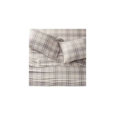 Eddie Bauer Unisex-Adult Portuguese Flannel Sheet Set - Plaids & Heathers, Size: Full, Beige