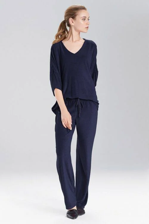 N Natori Terry Lounge Top, Women's, Blue, Size L, Natori