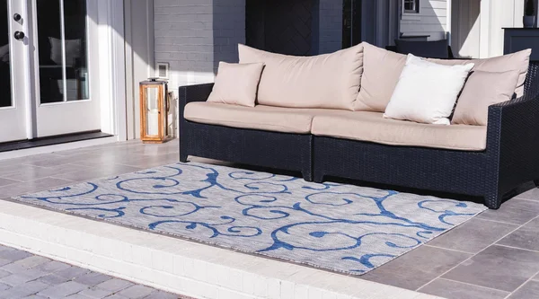 Unique Loom Outdoor Curl Rug - Light Gray (9& 0 x 12& 0)