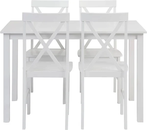 Walker Edison - Farmhouse Rectangular 5-Piece Dining Set - White