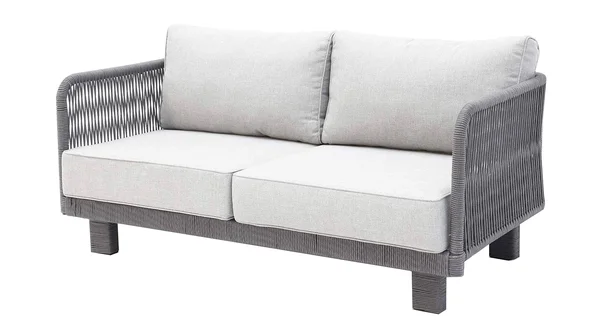 Cancun 1-Piece Metal Outdoor Loveseat with Olefin Light Grey Cushions