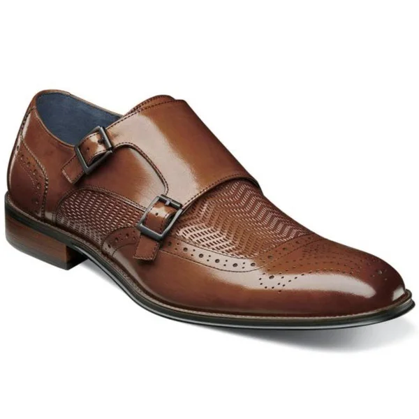 Stacy Adams Men's Shoes Mabry Moc Toe Double Monk Strap Tan 25239-240 - 7.5