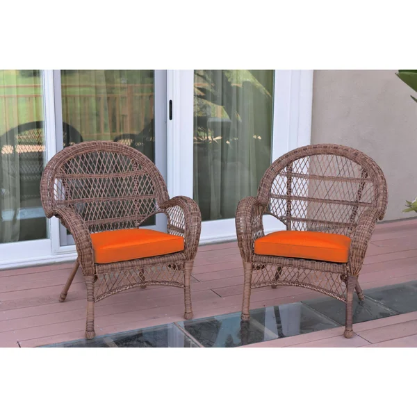 Jeco Santa Maria Wicker Chair - Set of 2, Orange