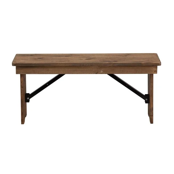 Offex 40'' x 12'' Antique Rustic Solid Pine Folding Farm Bench