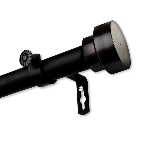 InStyleDesign Beret 1 inch Diameter Adjustable Curtain Rod - 66-120 inch - Black