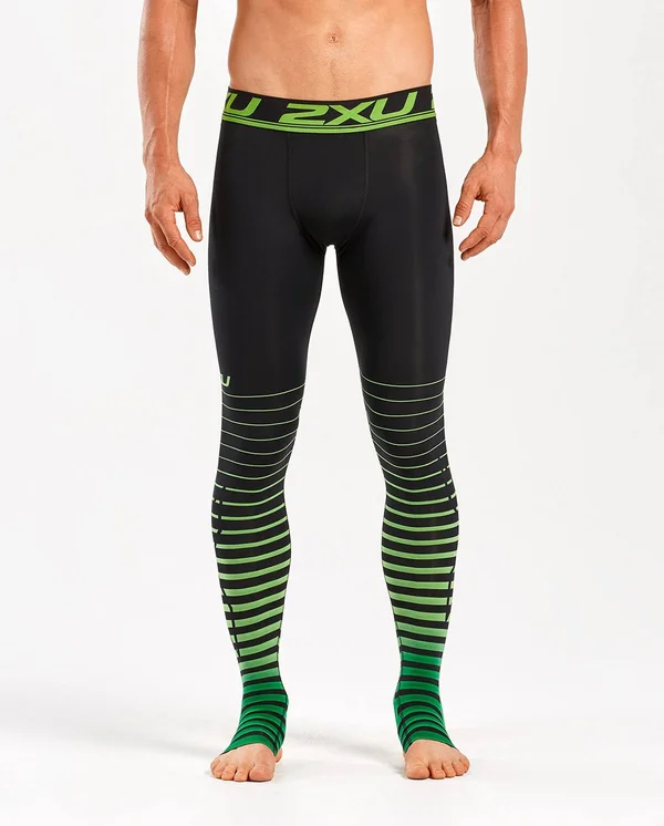 2XU Men's Elite Power Recovery Compression Tights Black - Green M