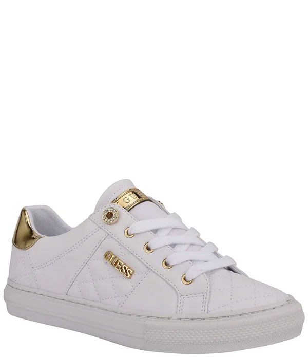 Guess Women's Loven Quilted Lace-Up Sneakers - White