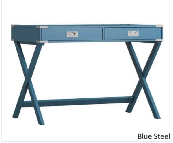 Chelsea Lane X-Base Campaign Desk, Multiple Colors, Blue