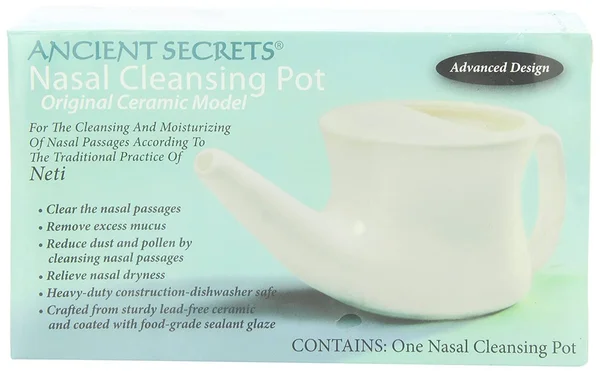 Neem Aura Ancient Secrets Ceramic Nasal Cleansing Pot, 1 Neti Pot