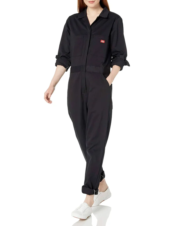 Dickies Women's Long Sleeve Cotton Twill Coverall, Black
