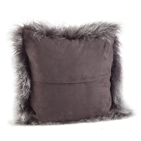 Saro Lifestyle 3564.CK20S Mongolian Lamb Fur 100% Wool Poly Filled Throw Pillow, Charcoal, 20x22