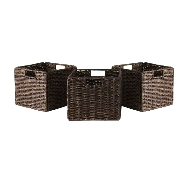 Winsome Addison 4pc Storage Bench with 3 Foldable Corn Husk Baskets