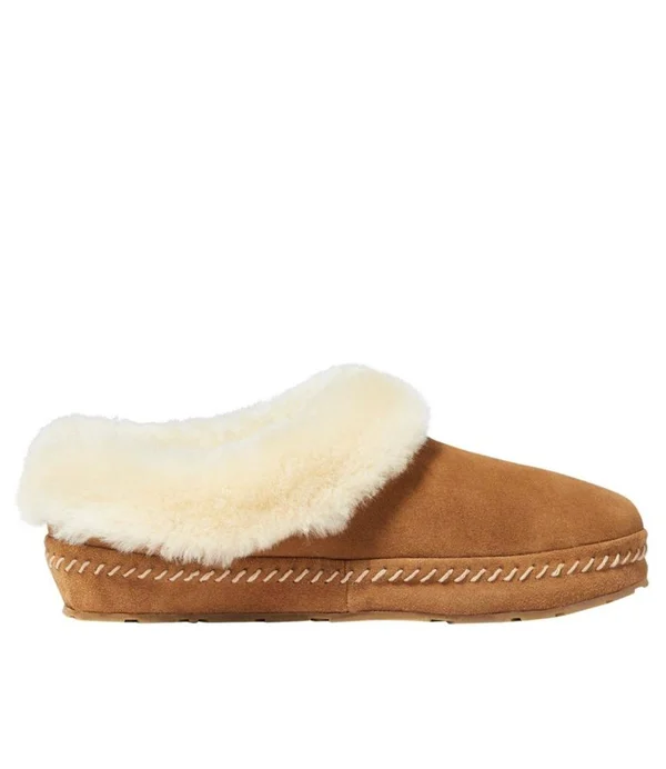 Women's Wicked Good Sheepskin Shearling Lined Slippers, Squam Lake Brown 7 M(B), L.L.Bean