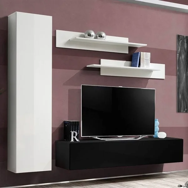 Fly G1 30TV Wall Mounted Floating Modern Entertainment Center (White/Black)