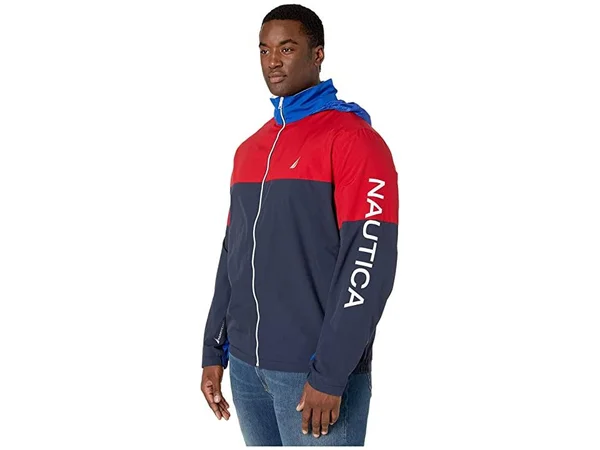 Nautica Navy Big & Tall Long Sleeve Color Block Jacket with Logo