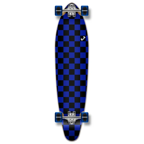 Yocaher Kicktail Longboard Complete - Checker Blue, White