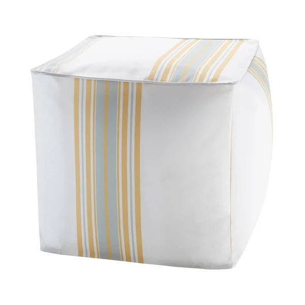 Madison Park Newport Printed Stripe 3M Scotchgard Outdoor Square Pouf