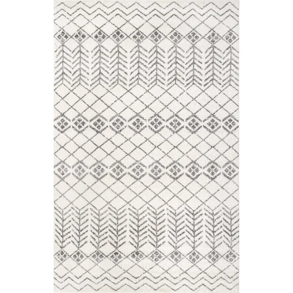 nuLOOM Gem Geometric Stripes Off White 5 ft. x 8 ft. Area Rug