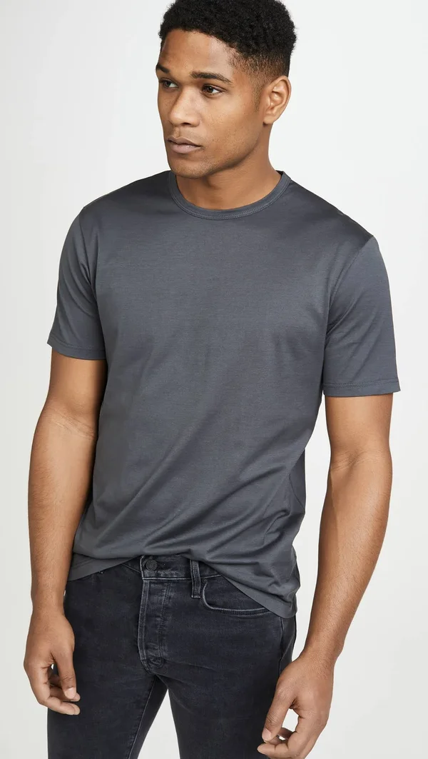Sunspel Grey Cotton Classic T-Shirt