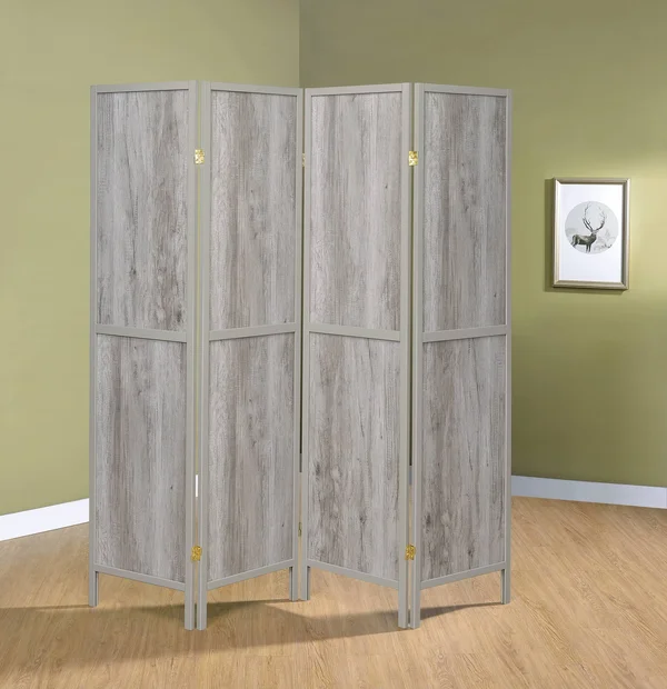 Coaster 961415 Grey Driftwood 4 Panel Folding Screen