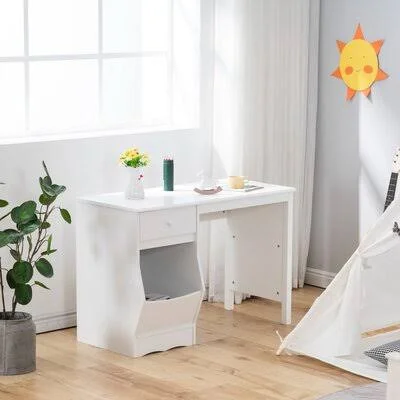 Simple Student Table Kids Desk White with Drawers Ebern Designs