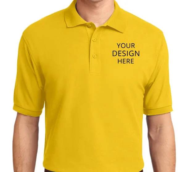 Custom Embroidered Port Authority Men's Polo Shirts - Men's Silk Touch Sport Polo - Size: M, Sunflower Yellow