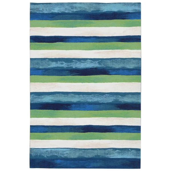 Liora Manne Visions II Painted Stripes Indoor/Outdoor Rug Blue 42x22 x 66x22