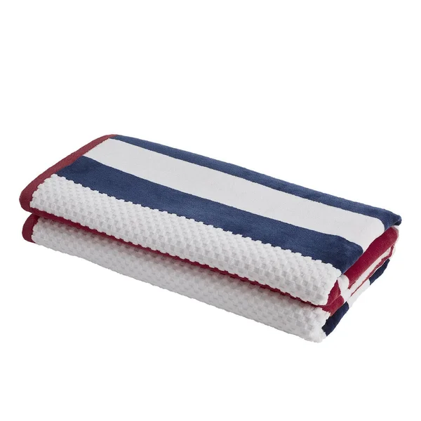 Superior Cotton Checkered Textured (Set of 2) Oversized Beach Towel, 34 x 64