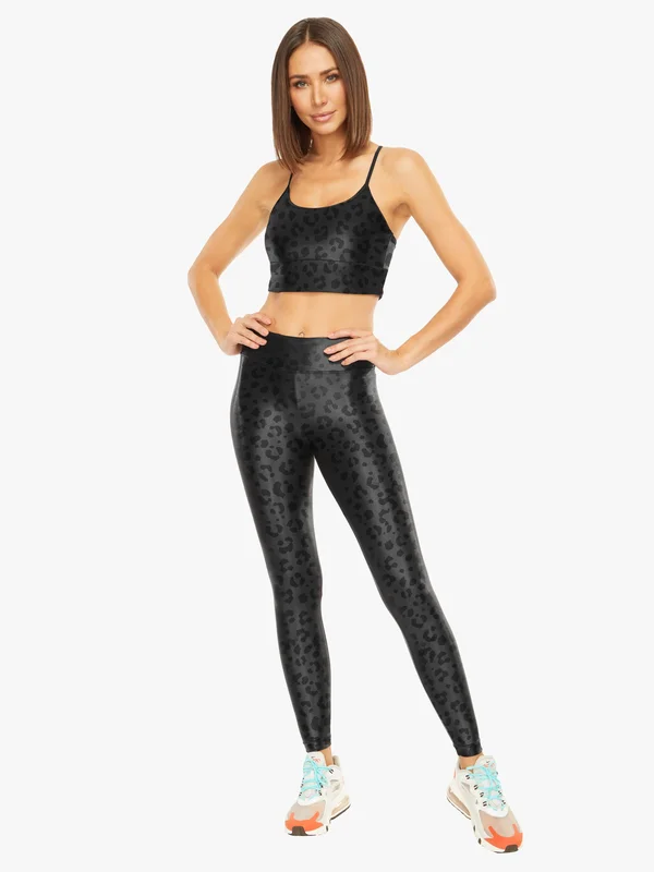 Koral Women's Lustrous High Rise Leggings - Black Leopard, X-Large
