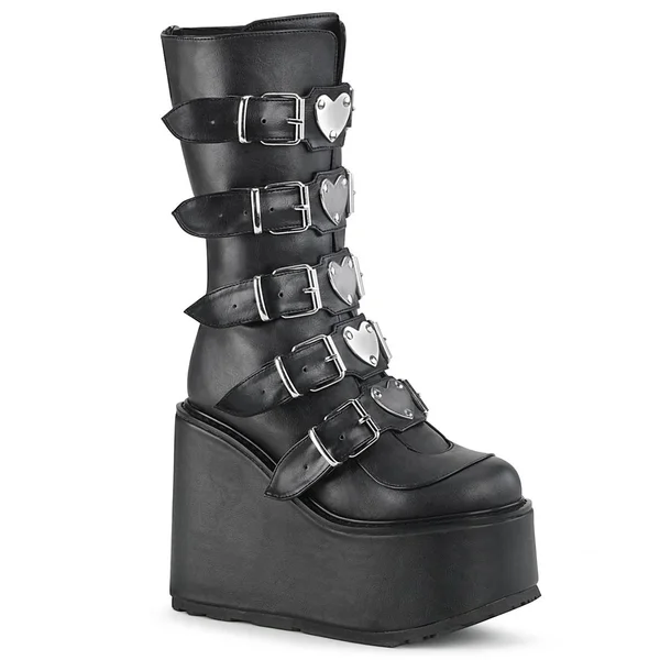 Women's Demonia Swing 230 Platform Mid-Calf Boot - Size: 7, Purple