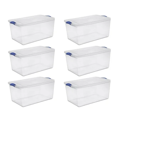 Sterilite 66 Qt./62 L Latch Box - Stadium Blue - 6 Pack