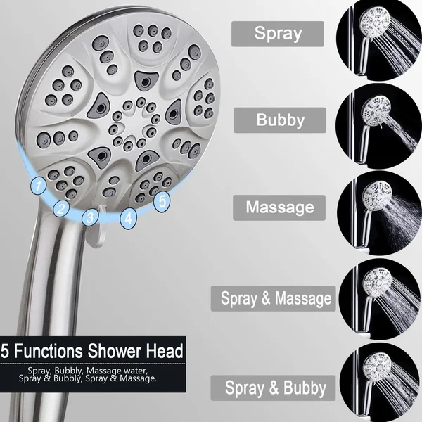 Brushed Nickel 10-Inch Rain Shower Heads with Adjustable Slide Bar