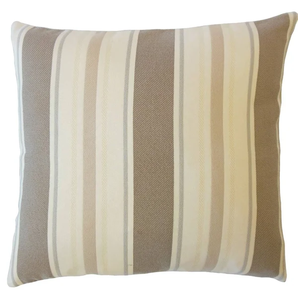 The Pillow Collection Yeriel Striped Down Filled Throw Pillow in Driftwood, Size: 18 x 18