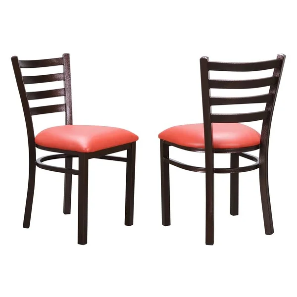 Linon Lassiter Metal Side Chair Set of Two in Antique Bronze and Red