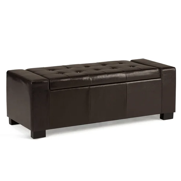 Simpli Home Laredo Storage Ottoman, Brown