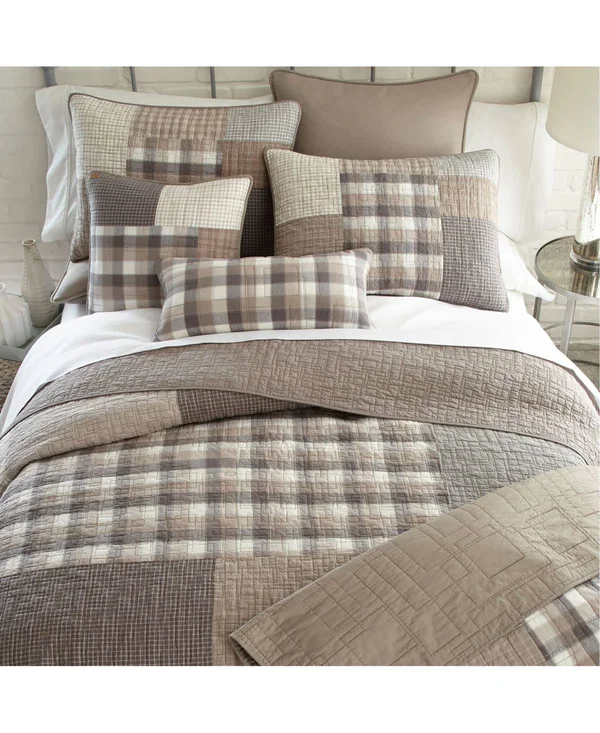 Donna Sharp 3 Piece Smoky Square Quilt Set, King, Cotton