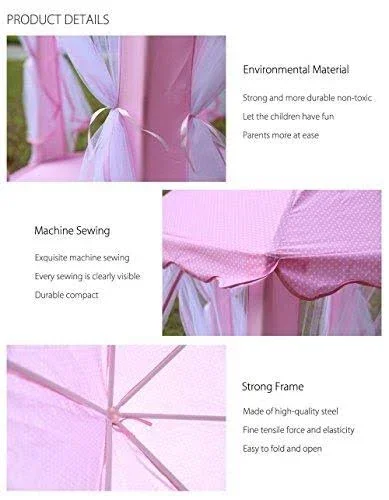 BESUNTEK Children Play Tent - Pop Up Princess Castle Playhouse for Boys - Girls, Toddlers, Indoor Outdoor Use Princess Tent, Pink