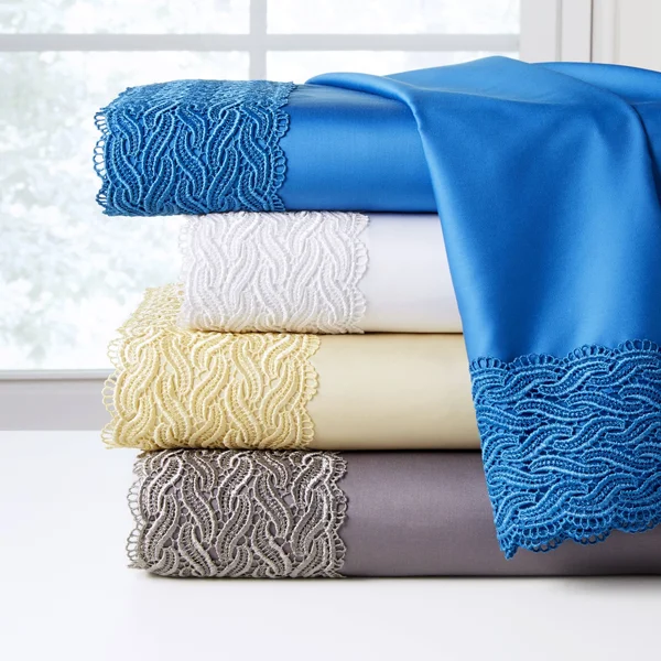 Pointehaven 300 Thread Count Lace Sheet Set - Ecru - Twin