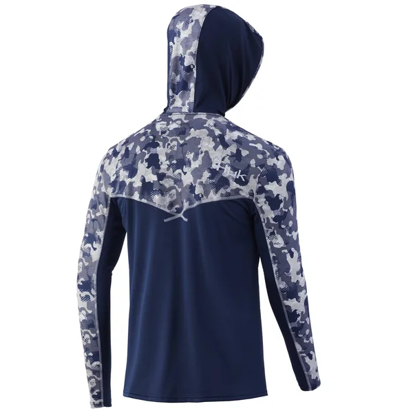 Huk Men's Icon x Refraction Camo Hoodie, Male, XL, Bluefin