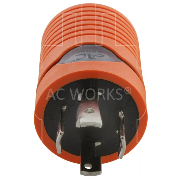 AC Works L14-30P 30Amp 4-Prong Locking Plug to NEMA 6-20R 250-Volt Female Connector (Compact)