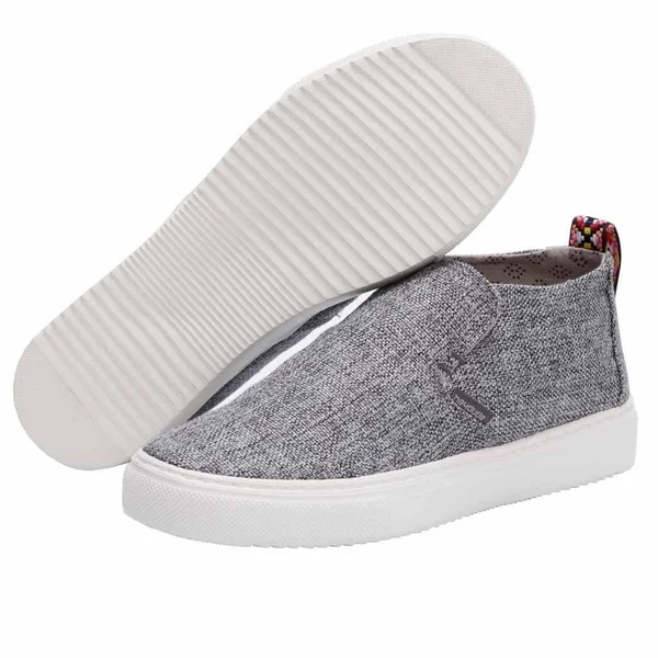 Hey Dude Peyton Linen Women's Shoes Grey Black : 6 M