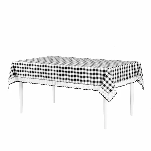 Kate Aurora Country Farmhouse Plaid Buffalo Check Stain & Spill Proof Fabric Tablecloths - 60in. x 104in. (8-10 Chairs) - Bla