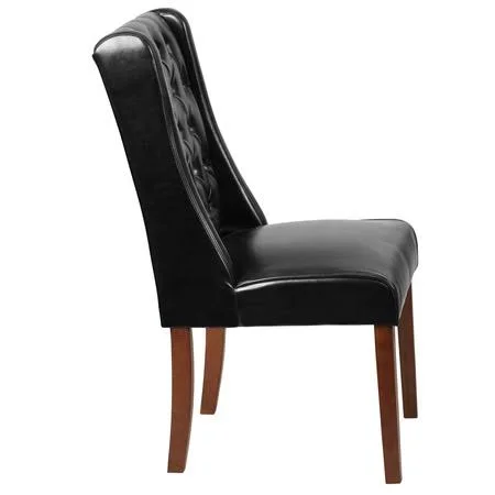 Flash Furniture 2 Pk. Hercules Preston Series Black Leather Tufted Parsons Chair