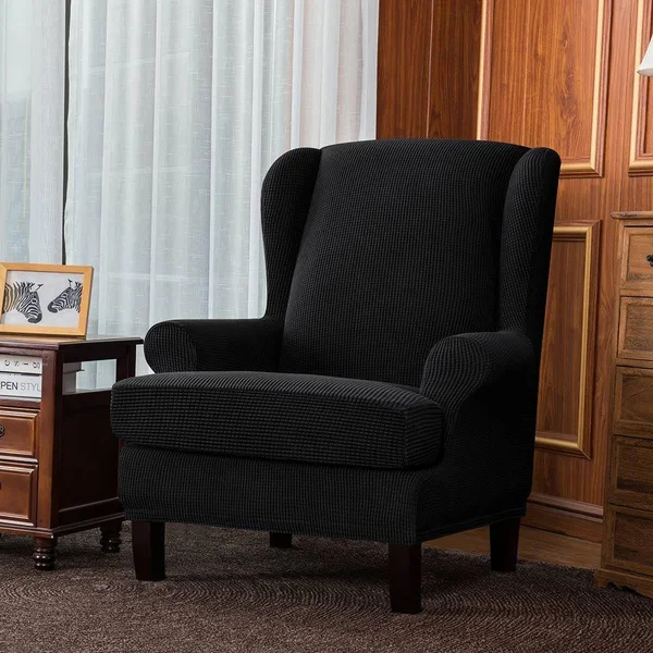 Bridie Wingback Chair Slipcover - Subrtex Standard - Sand Plaid