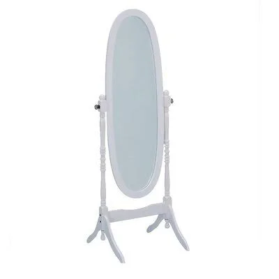 August Grove Howlett Wooden Oval Cheval Mirror, White