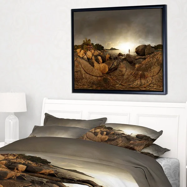 Designart 'Brown Rocky Forest Panorama' Landscape Framed Canvas Art Print - 40 in. Wide x 30 in. High
