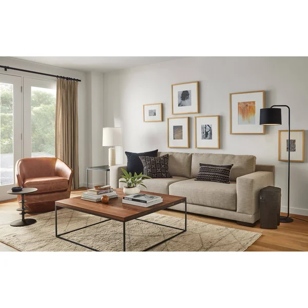 Room & Board, Modern Tyne 40W 40D 15H Square Coffee Table, Smoke Tempered Glass Top w/ White Base